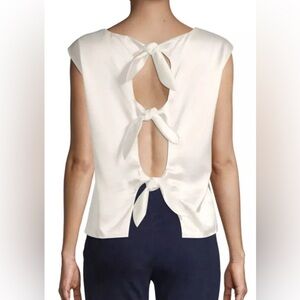 Alice and Olivia Fleta White Tie-Back Women's Top